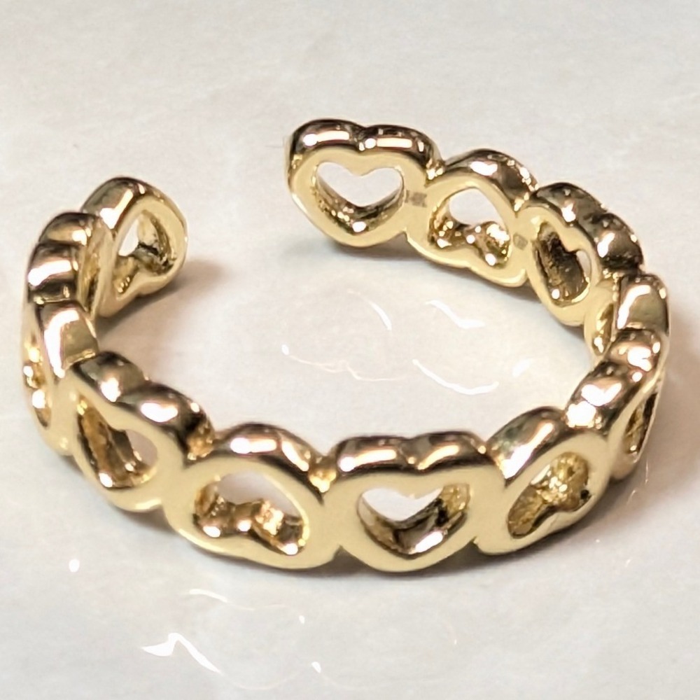 New 14K GP Gold PLated Heart Cutout Sz 3.75 Band Ring Open Finger Toe Love Gift
